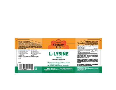 Photo of the Country Life L-Lysine 1000 mg label