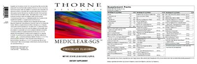 Product label for MediClear-SGS Chocolate Flavored