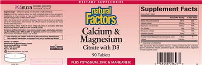 Photo of the Natural Factors Calcium & Magnesium Citrate With D label