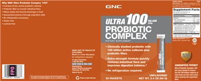 Photo of the GNC Ultra Probiotic Complex 100 Unflavored label