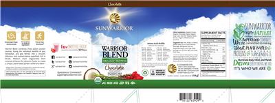 Photo of the Sunwarrior Warrior Blend Chocolate label