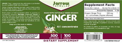Photo of the Jarrow Formulas Ginger label