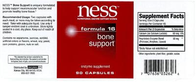 Photo of the NESS Nutritional Enzyme Support System Formula 16 Bone Support label