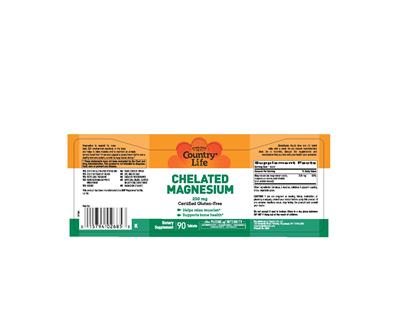 Photo of the Country Life Chelated Magnesium 250 mg label