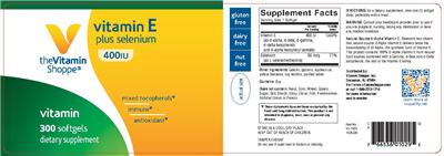 Photo of the The Vitamin Shoppe Vitamin E Plus Selenium 400 IU label