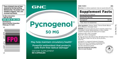 Photo of the GNC Pycnogenol 50 mg label