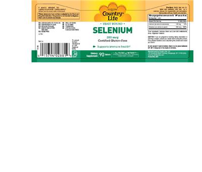Photo of the Country Life Selenium 200 mcg label