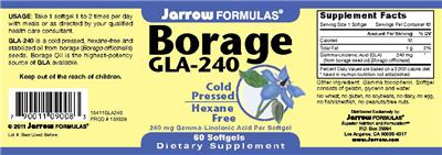 Photo of the Jarrow Formulas Borage GLA-240 label