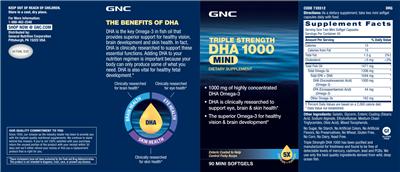 Photo of the GNC Triple Strength DHA 1000 Mini label