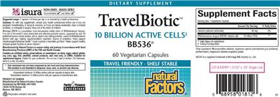 Photo of the Natural Factors Travel Biotic label