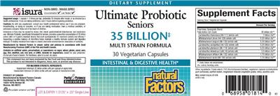 Photo of the Natural Factors Ultimate Probiotic Seniors label