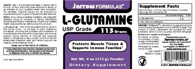 Photo of the Jarrow Formulas L-Glutamine Powder label