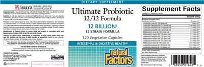 Photo of the Natural Factors Ultimate Probiotic 12/12 Formula 12 Billion label