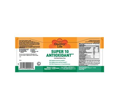Photo of the Country Life Super 10 Antioxidant label