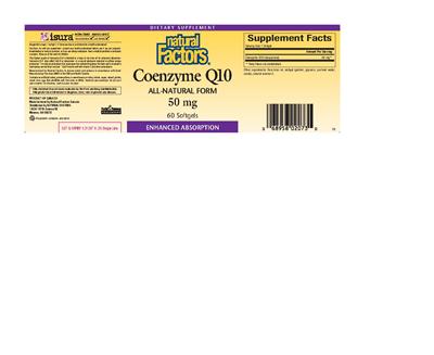 Photo of the Natural Factors Coenzyme Q10 50 mg label