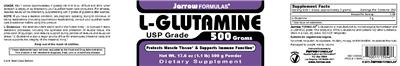 Photo of the Jarrow Formulas L-Glutamine Powder label