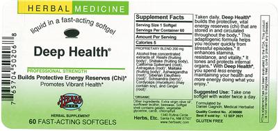 Photo of the Herbs, Etc. Deep Health label