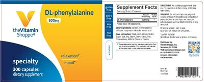 Photo of the The Vitamin Shoppe DL-Phenylalanine 500 mg label