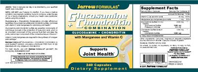 Photo of the Jarrow Formulas Glucosamine + Chondroitin label