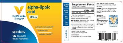 Photo of the The Vitamin Shoppe Alpha Lipoic Acid 300 mg label
