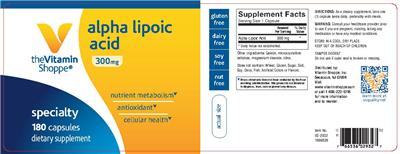 Photo of the The Vitamin Shoppe Alpha Lipoic Acid 300 mg label