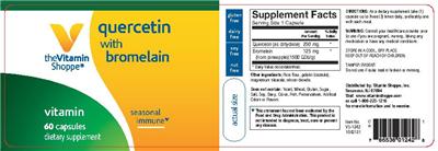 Photo of the The Vitamin Shoppe Quercetin with Bromelain label