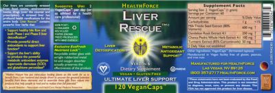 Photo of the HealthForce Liver Rescue label