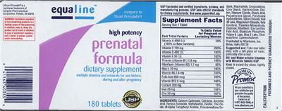 Photo of the Equaline High Potency Prenatal Formula label
