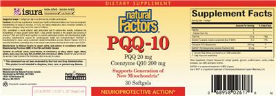 Photo of the Natural Factors PQQ-10 label