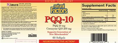 Photo of the Natural Factors PQQ-10 label