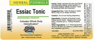 Photo of the Herbs, Etc. Essiac Tonic label