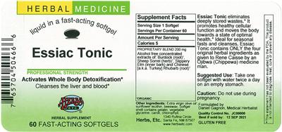 Photo of the Herbs, Etc. Essiac Tonic label