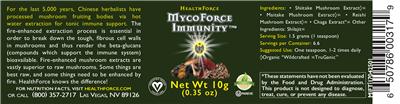 Photo of the HealthForce MycoForce Immunity label