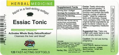 Photo of the Herbs, Etc. Essiac Tonic label