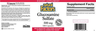Photo of the Natural Factors Glucosamine Sulfate 500 mg label