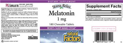 Photo of the Natural Factors Stress-Relax Melatonin 1 mg label