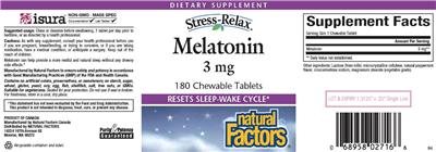 Photo of the Natural Factors Stress-Relax Melatonin 3 mg label