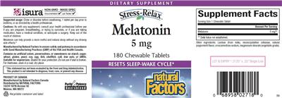 Photo of the Natural Factors Stress-Relax Melatonin 5 mg label