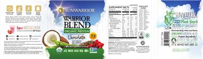 Photo of the Sunwarrior Warrior Blend Chocolate label