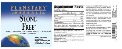 Photo of the Planetary Herbals Stone Free label