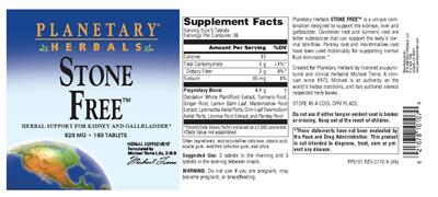 Photo of the Planetary Herbals Stone Free label