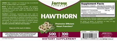 Photo of the Jarrow Formulas Hawthorn label