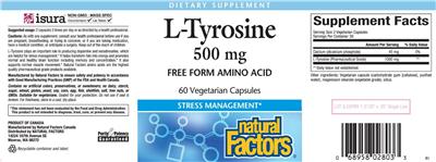 Photo of the Natural Factors L-Tyrosine 500 mg label