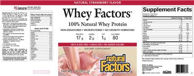 Photo of the Natural Factors Whey Factors Natural Strawberry Flavor label