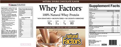 Photo of the Natural Factors Whey Factors Natural Double Chocolate Flavor label