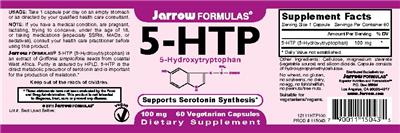 Photo of the Jarrow Formulas 5-HTP 100 mg label
