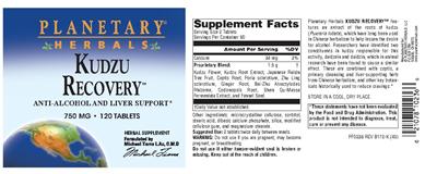Photo of the Planetary Herbals Kudzu Recovery label