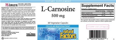 Photo of the Natural Factors L-Carnosine 500 mg label