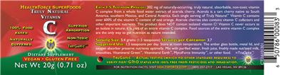 Photo of the HealthForce SuperFoods Truly Natural Vitamin C label