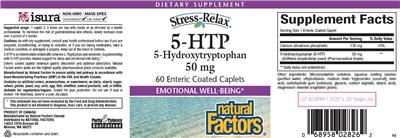Photo of the Natural Factors Stress-Relax 5-HTP 5-Hydroxytryptophan 50 mg label